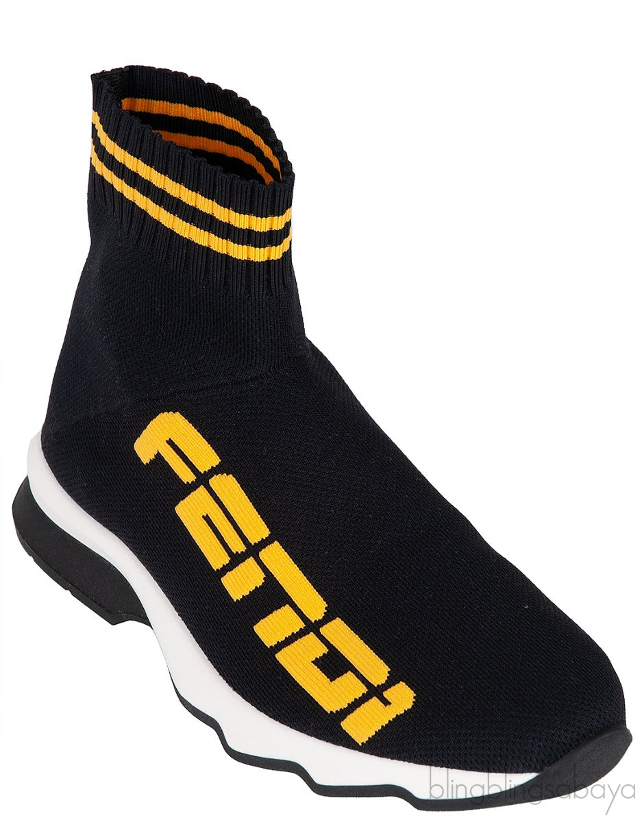 Black Knit Sock Logo Sneaker