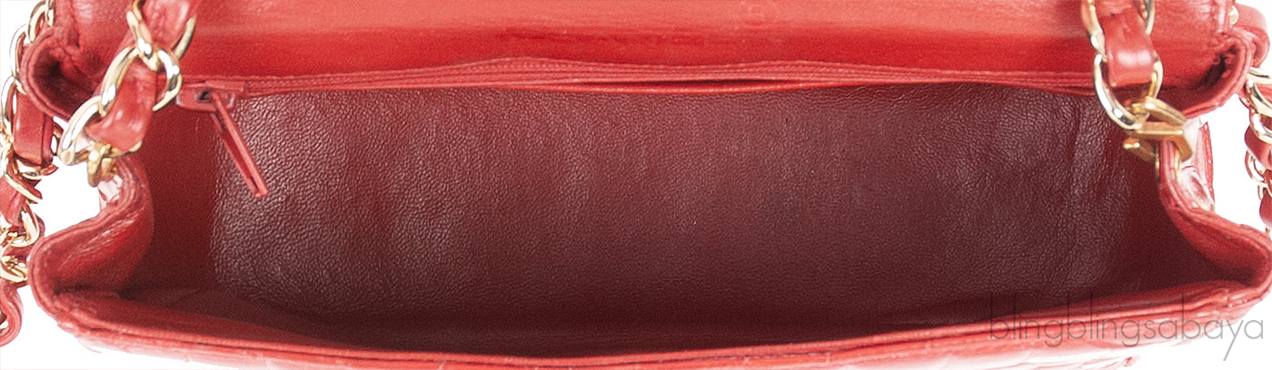 Vintage Red Crocodile CC Classic Mini Square Bag