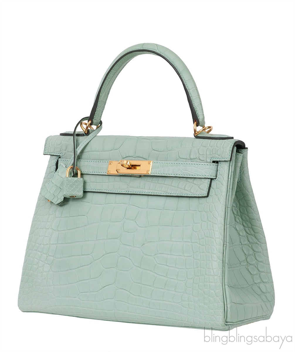 Kelly 28 Vert D\'Eau Matte Crocodile GHW