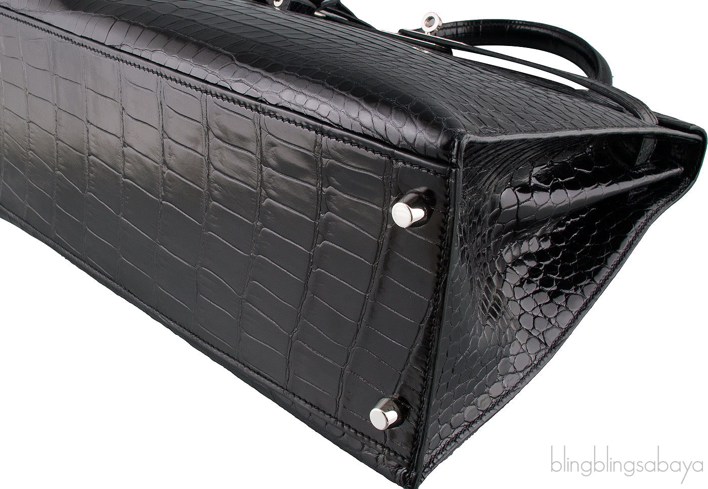 Kelly 35 Black Croc Sellier PHW