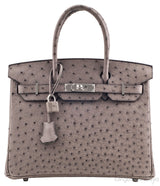Birkin 30 Grey Tourterelle Ostrich
