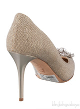 Mamey Gold Glitter Embellished Pumps