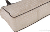 Logomania Beige Canvas Brown Leather Trim Bag