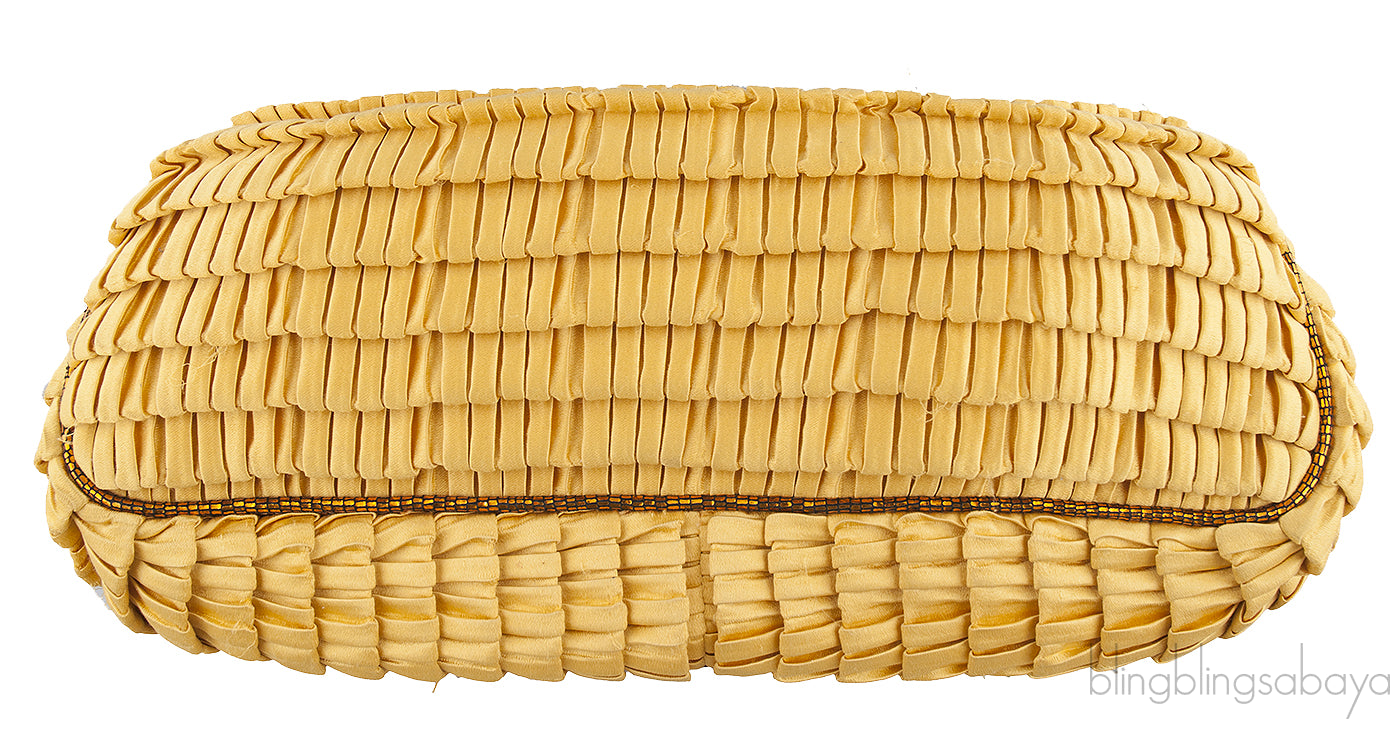 Yellow Borderline Pleated Satin Clutch