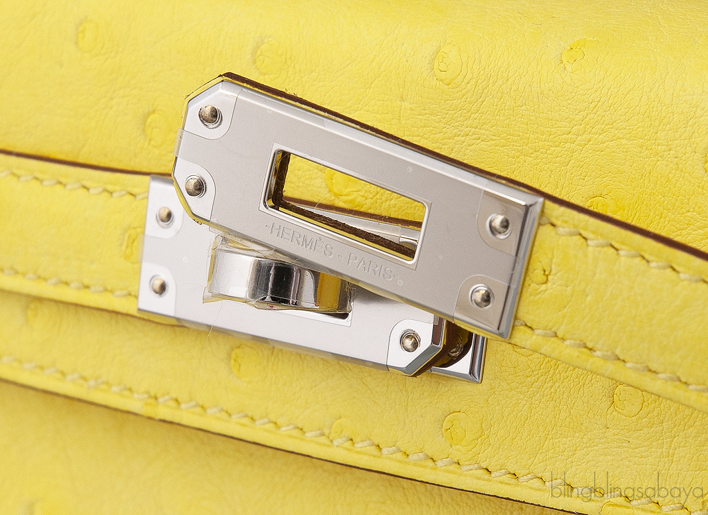Kelly 20 Mini II Sellier Jaune Citron Ostrich PHW