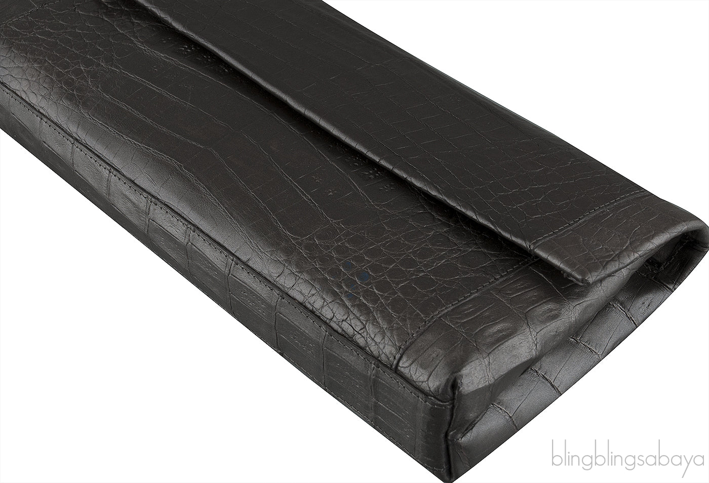 Grey Long Crocodile Clutch