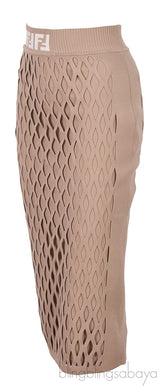 Light Brown Cut Out Knit Skirt