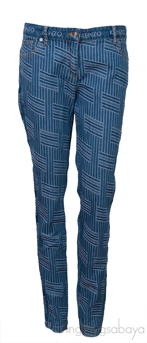 Blue Textured Denim Jeans