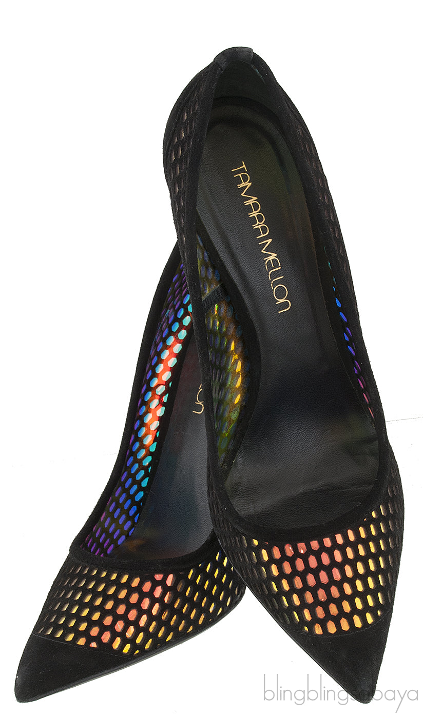 Metallic Gold Perforated Heels