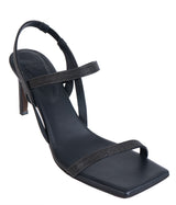Brunello Cucinelli Monili Black Embellished Square Toe Sandals 41