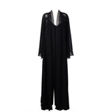 Mauzan Floral Embroidered and Crystal Mesh Abaya