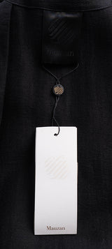 Mauzan Silver & Black Beads Mesh Trim Abaya