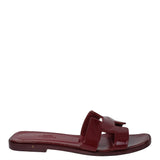 Hermes Rouge H Patent Leather Oran Sandals 36