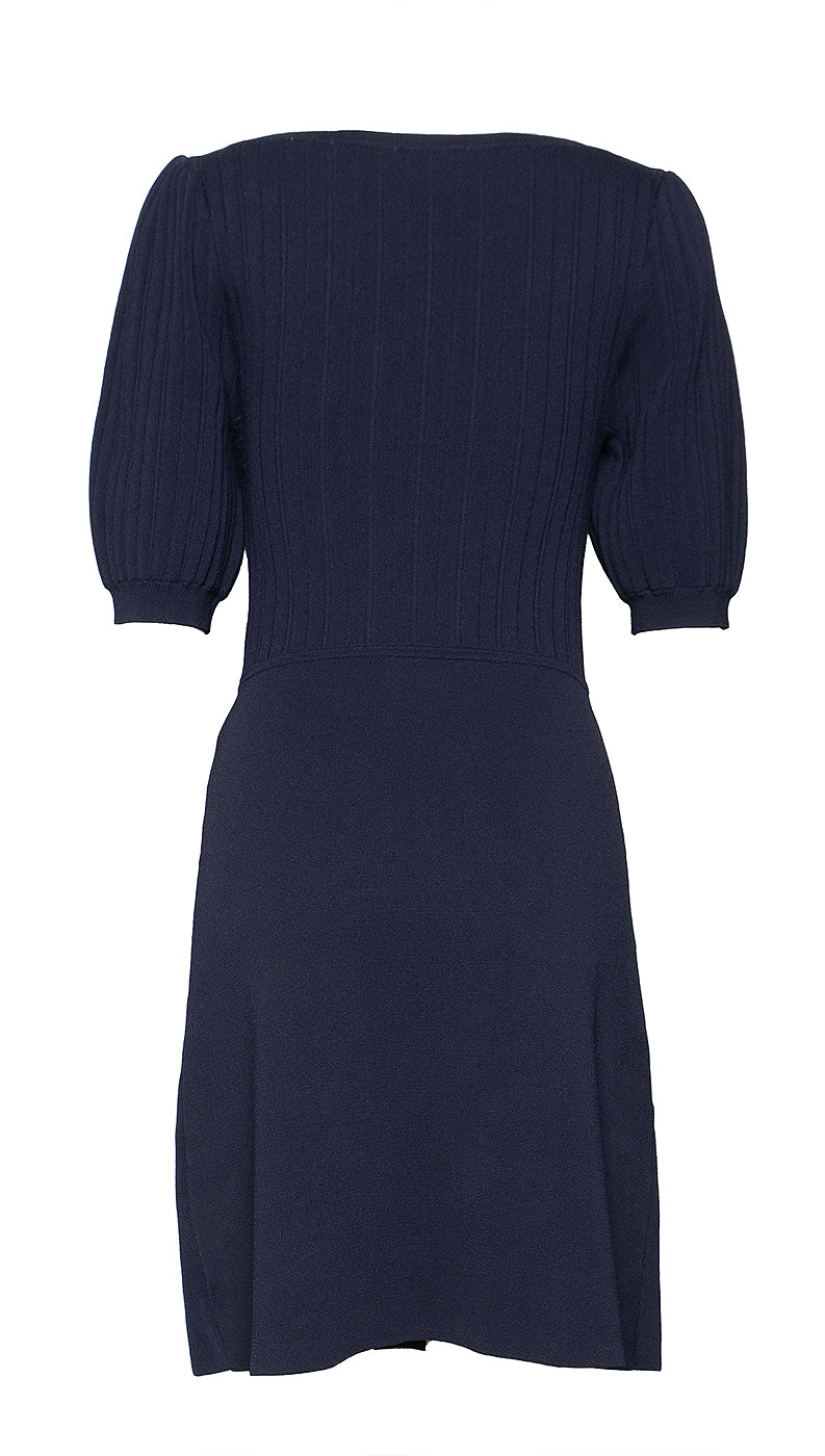 Sandro Navy Blue Knitted Buttoned Skirt Mini Dress S