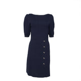 Sandro Navy Blue Knitted Buttoned Skirt Mini Dress S
