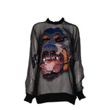 Givenchy Black Sequin Rottlweiler Mesh Top S