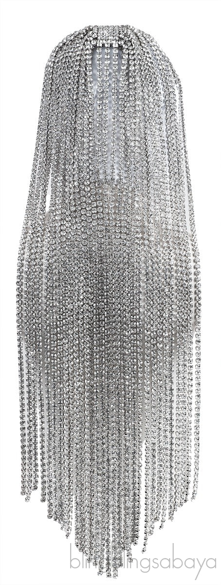 Long Crystal Hairpiece Silver