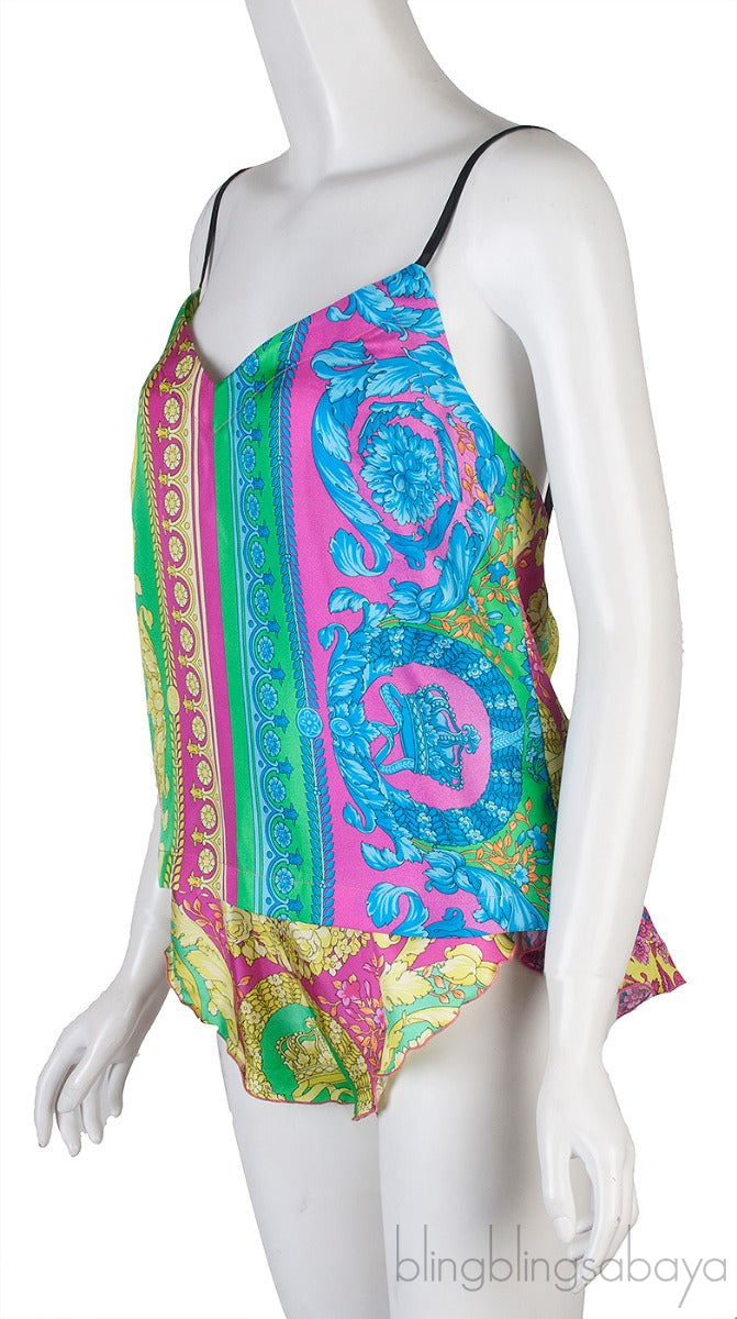 Multi-color Silk Satin Cami & Shorts