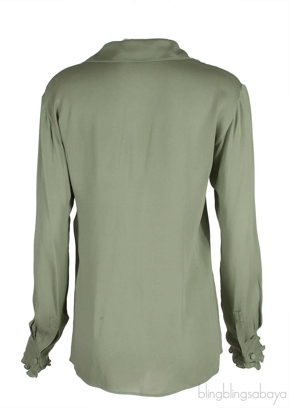 Moss Green Ruffle Trimmed Shirt