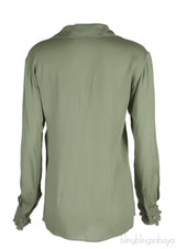 Moss Green Ruffle Trimmed Shirt
