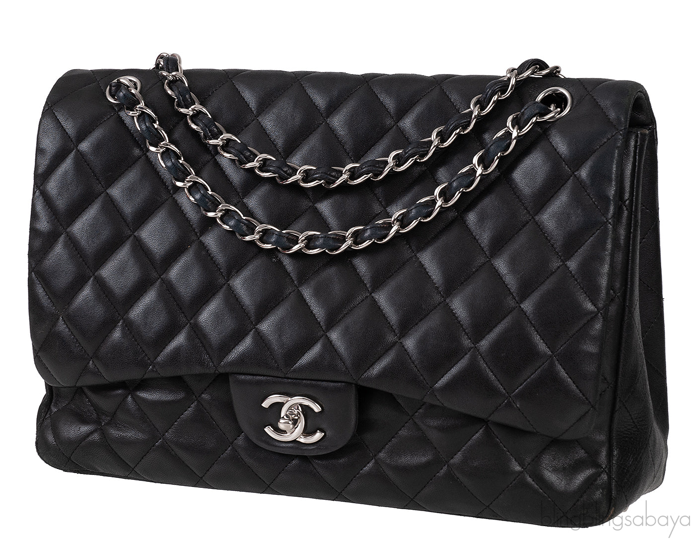 Black Quilted Classic Maxi Flap Bag