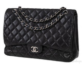 Black Quilted Classic Maxi Flap Bag