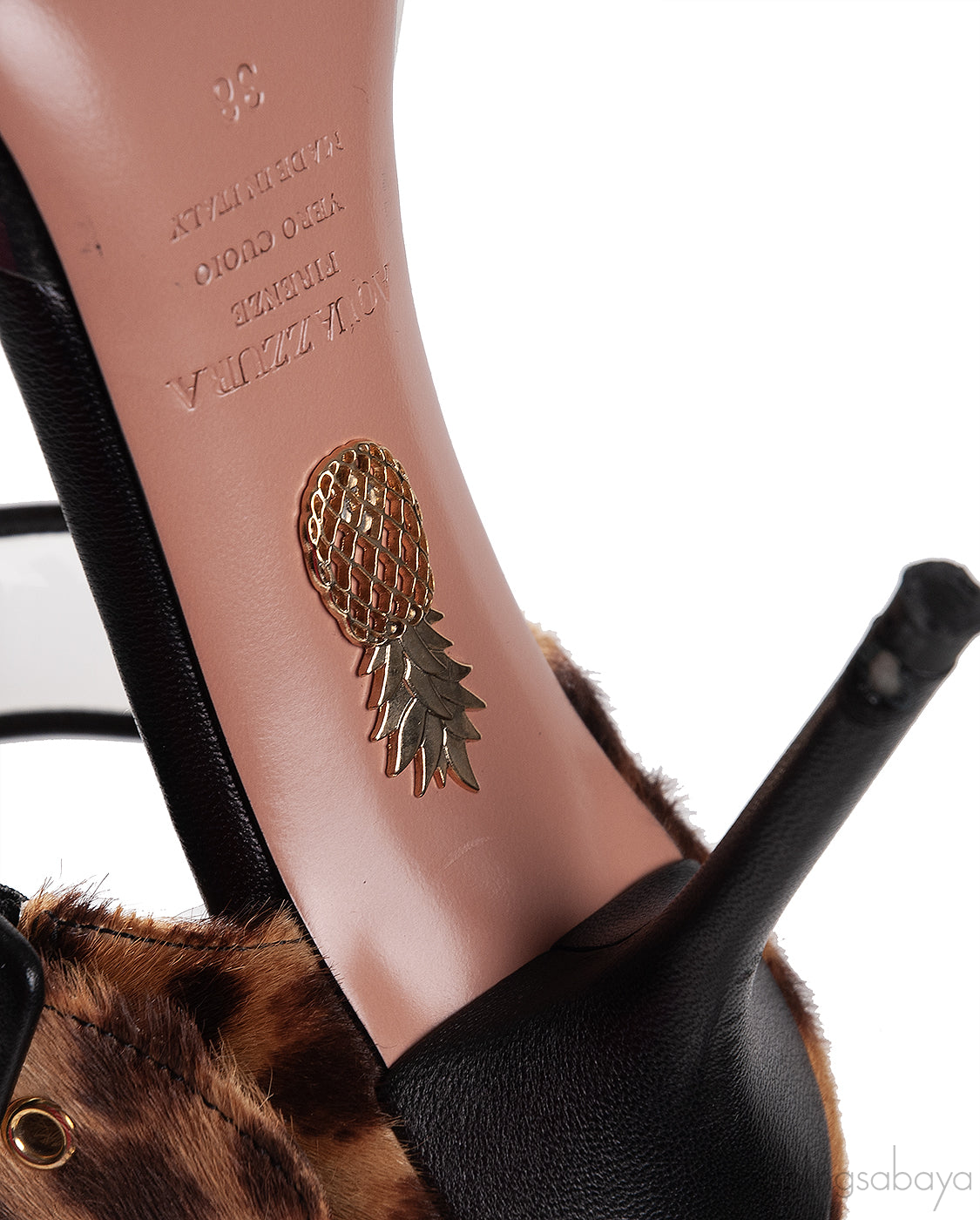 Aquazzura Brown Leopard Pony Hair PVC Mules