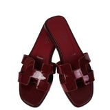Hermes Rouge H Patent Leather Oran Sandals 36