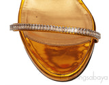 Giuseppe Zanotti Metallic Gold Crystal Embellished Mules