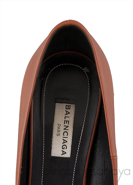 Brown Pointed Toe Braided Heels