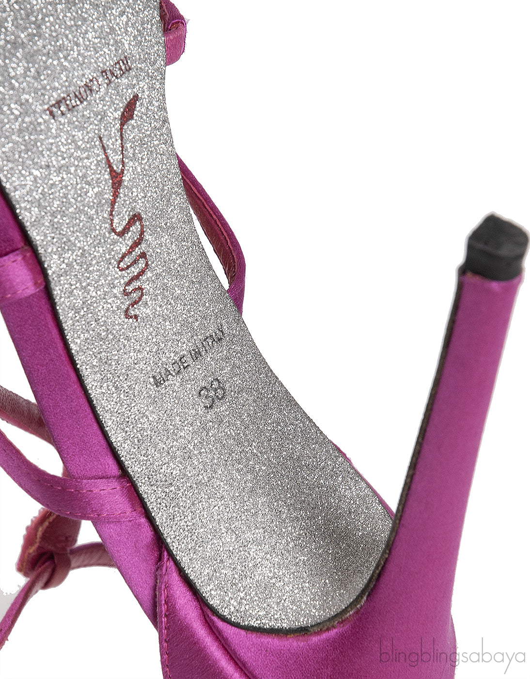 Rene Caovilla Pink Satin Crystal Serpent  Heels