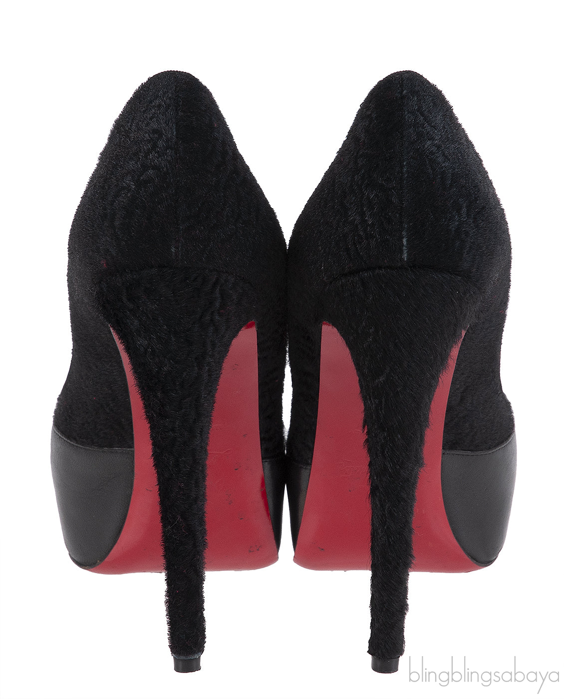 Christian Louboutin Maggie 140 Black Nappa & Pony Heels