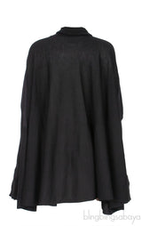 Black Long Sleeves Turtle Neck Poncho Top