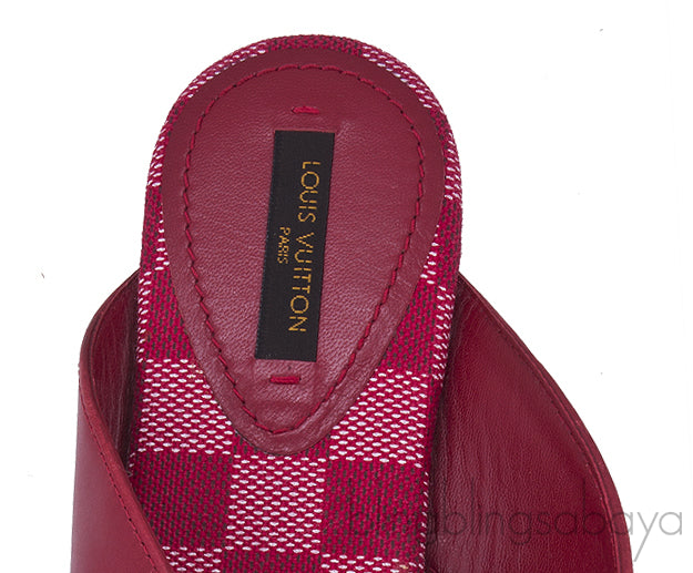 Red Damier Slip-on Sandals