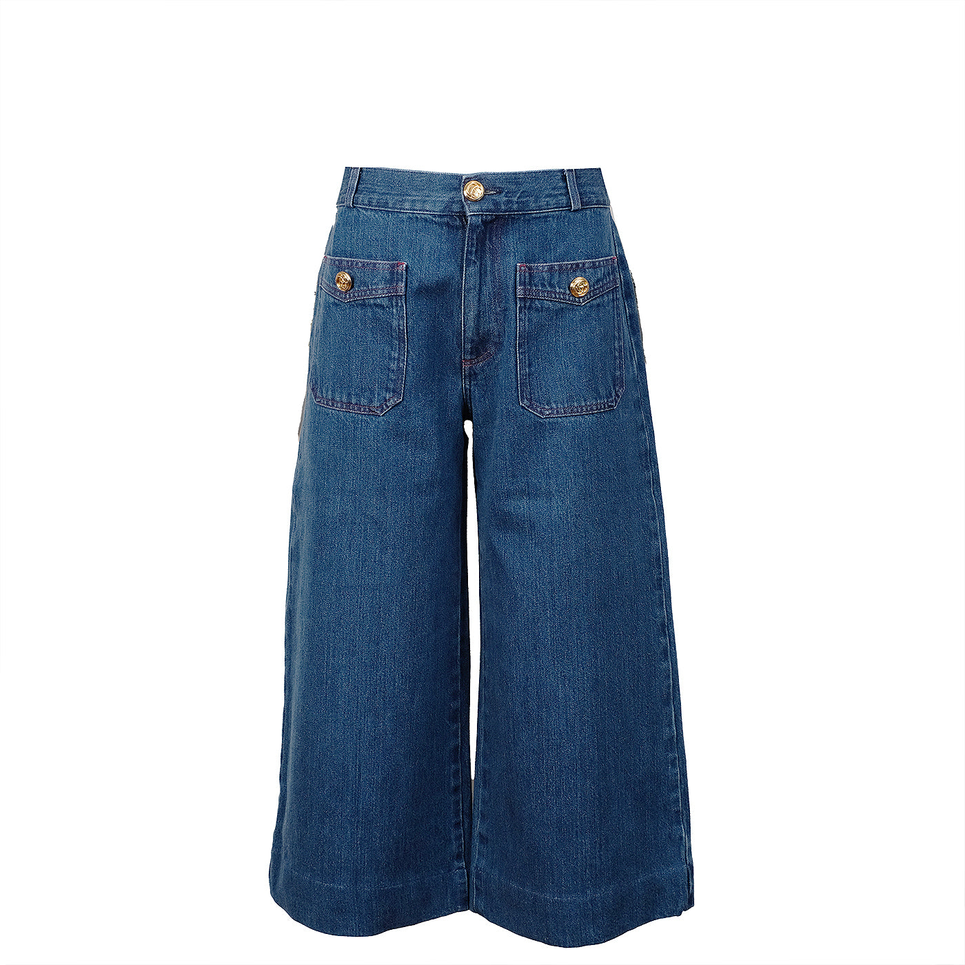 Gucci Blue Denim Wide Leg Trouser.