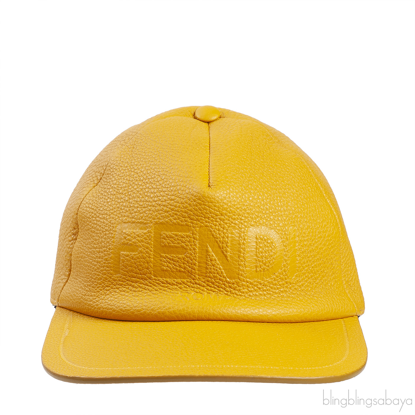 Yellow Logo Leather Baseball Cap