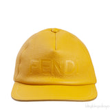 Yellow Logo Leather Baseball Cap