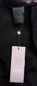 Mauzan Floral Embroidered and Crystal Mesh Abaya