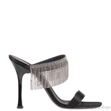 Giuseppe Zanotti Black Satin Crystal Prince Slide