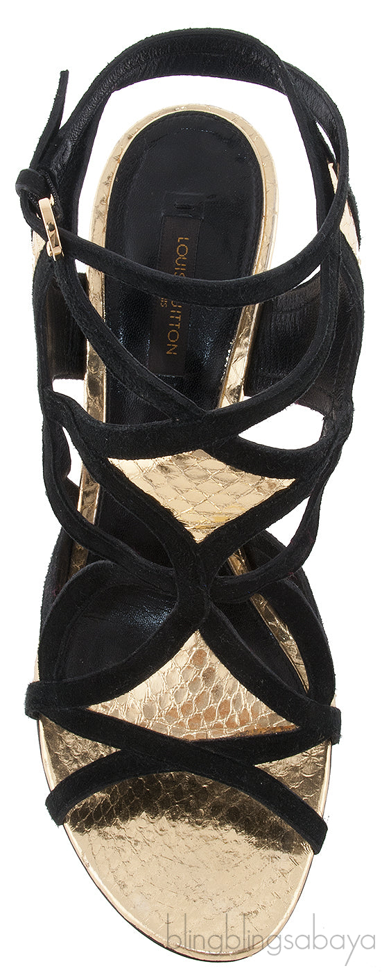Gold Sunset Suede Leather Heels