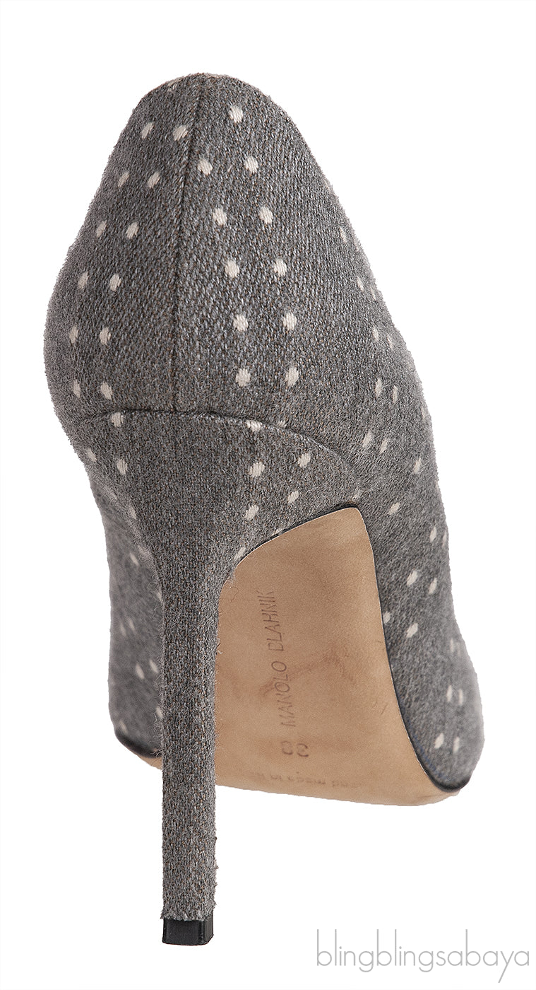Grey Polka Dot Pointed Toe Heels