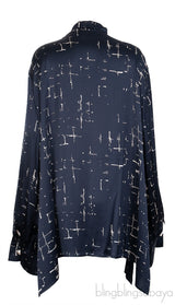 Black Printed Self-tie Blouse