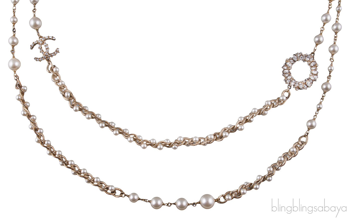Lion CC Faux Pearl Crystal Necklace