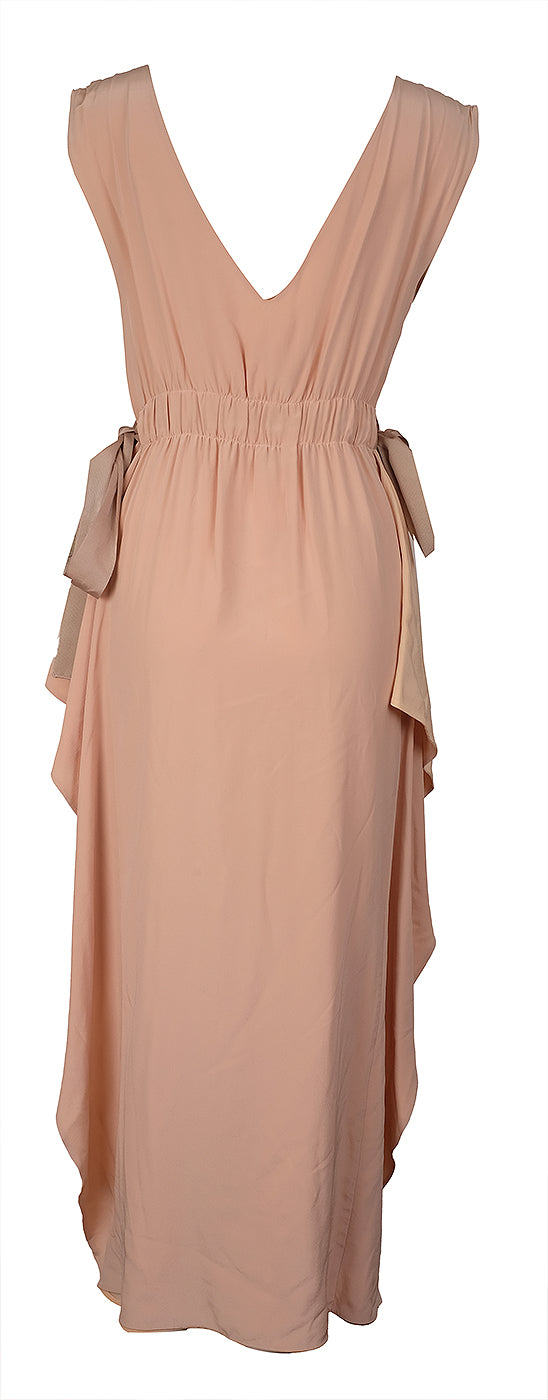 Fendi Silk Crepe de Chine Nude Midi Dress