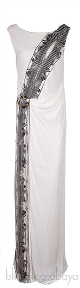 White Sleeveless Printed Dress