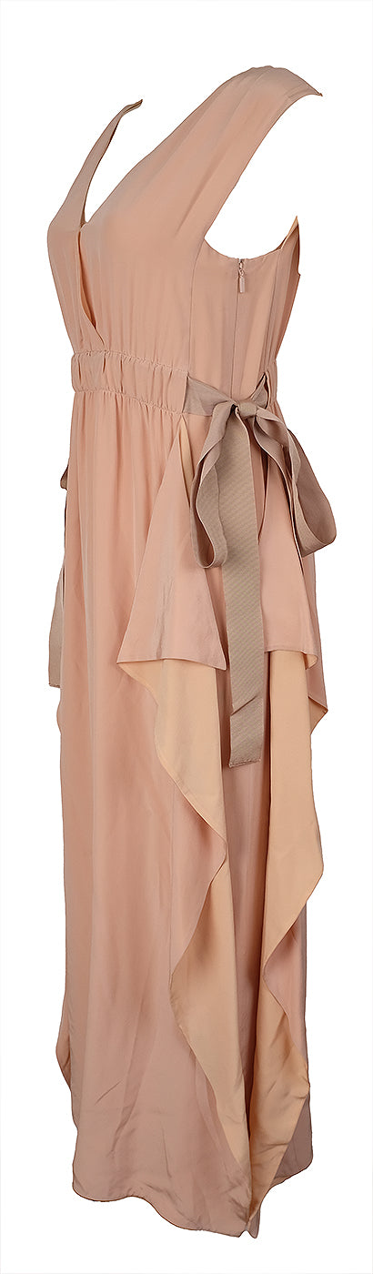 Fendi Silk Crepe de Chine Nude Midi Dress
