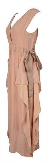 Fendi Silk Crepe de Chine Nude Midi Dress