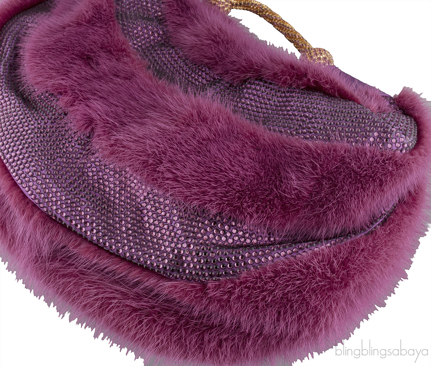 Purple Fur Crystal Handbag