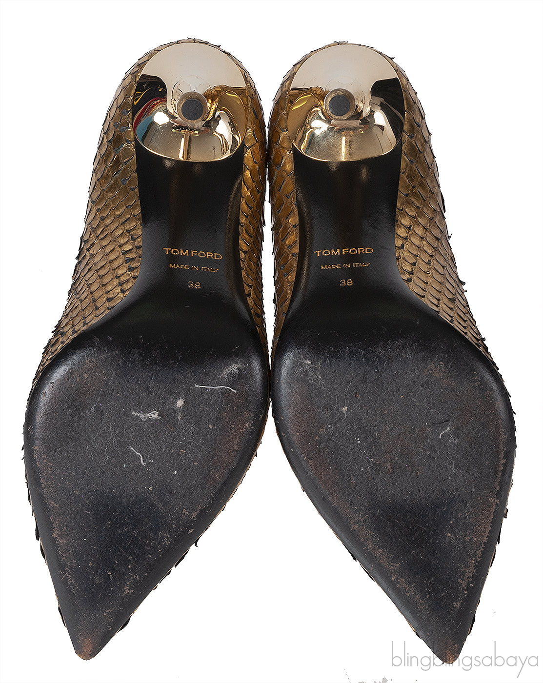 Tom Ford Python Gold Pointed Heels