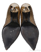 Tom Ford Python Gold Pointed Heels